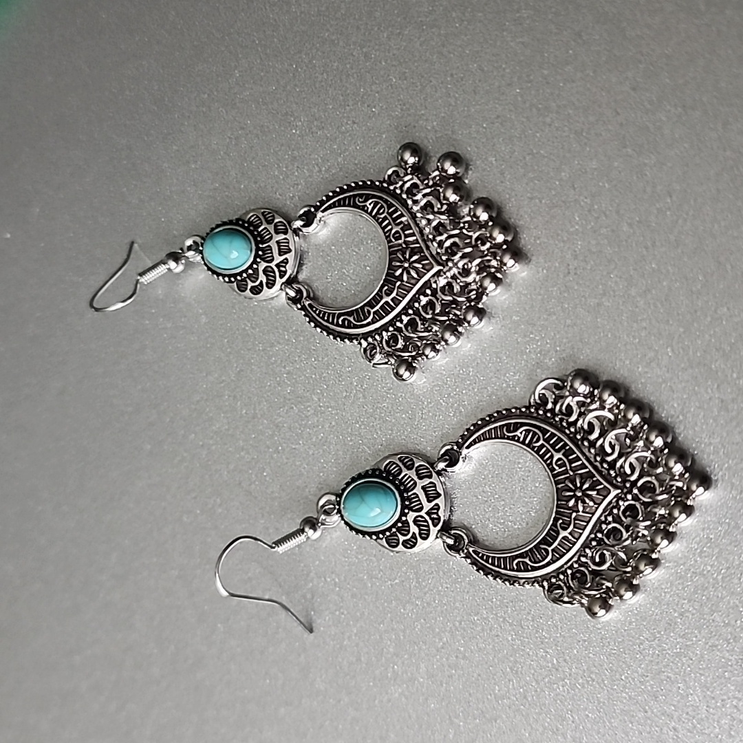 Bohemian Tribal Simulated Turquoise Spiral Swirl Statement Ep